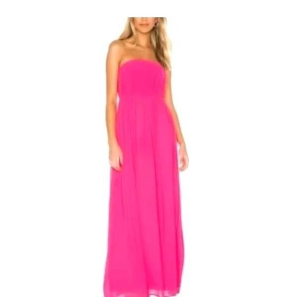 Majorelle Eleanora Strapless Ruched Bodice Formal Maxi Dress Gown Pink Small - Picture 1 of 4